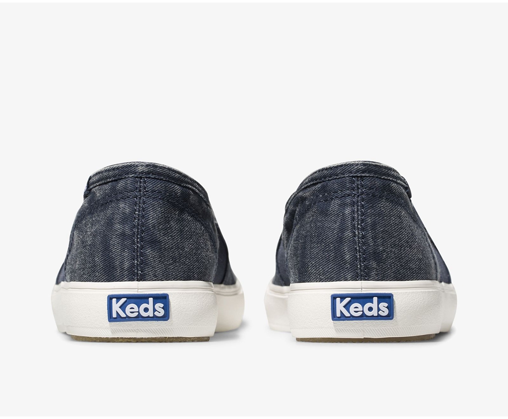 Keds Womens Slip Ons Navy - Clipper Washed Solids - 908DVTQLS